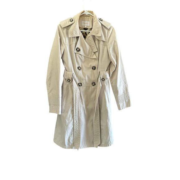 Laundry by Shelli Segal Women's Cream Double Breasted Trench Coat Size Medium - Picture 2 of 8